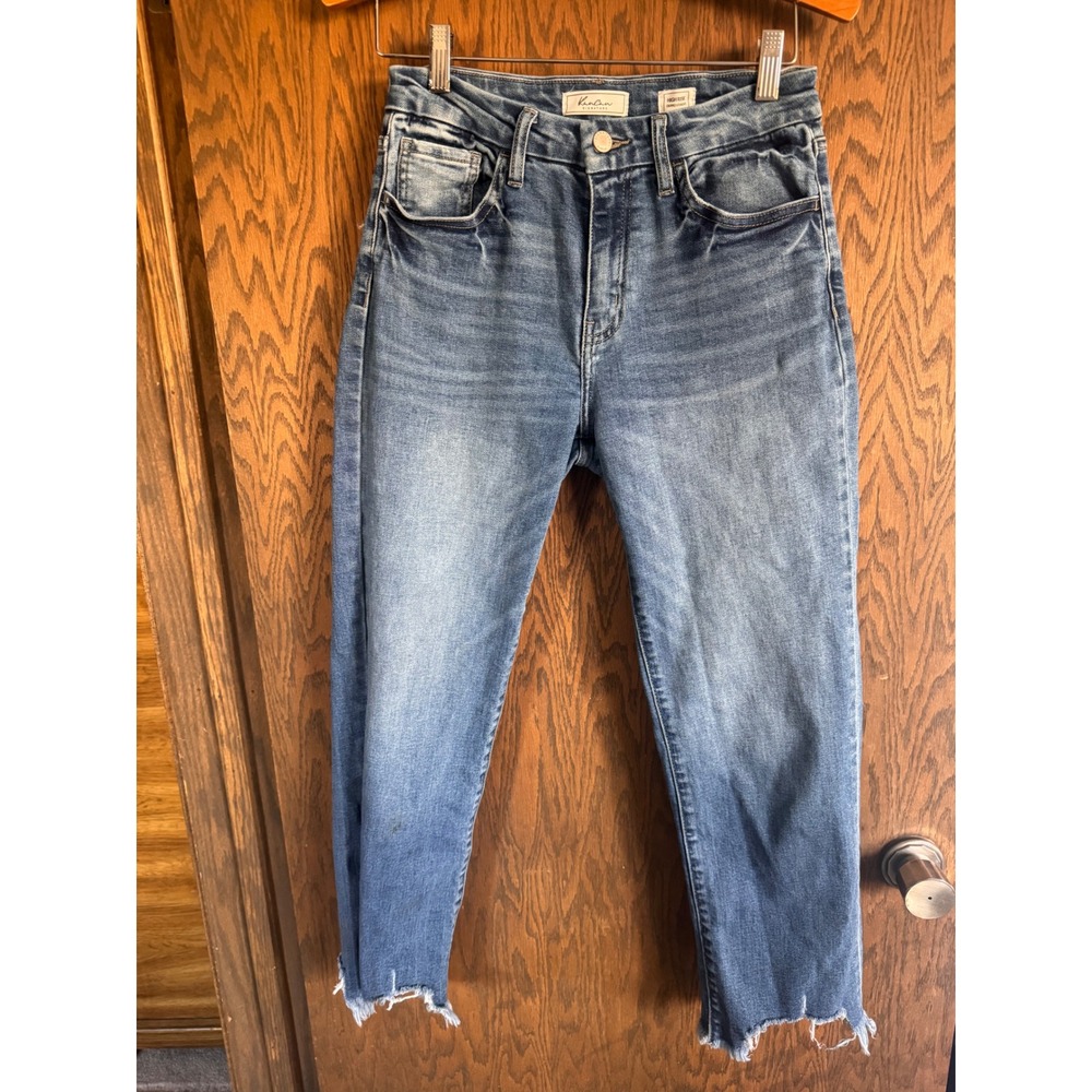 KanCan Signature High Rise Cropped Straight Raw Hem Jeans VBK2031A Blue 27